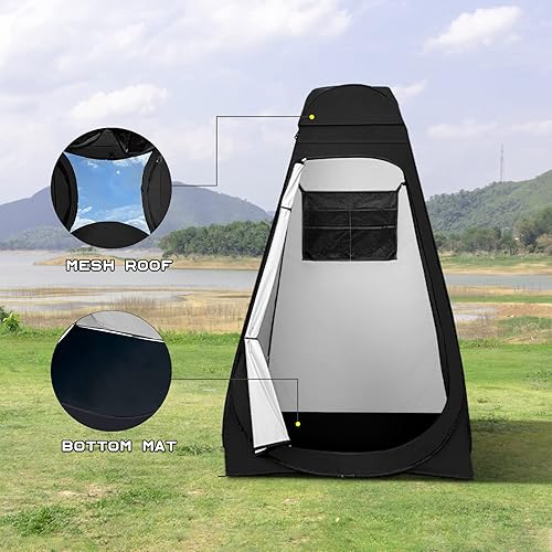 Miniatura 6 de BRIAN & DANY Tienda de campaña desplegable para ducha, tienda portátil de privacidad para camping, inodoro con refugio de lluvia y ventanas, UPF 50+