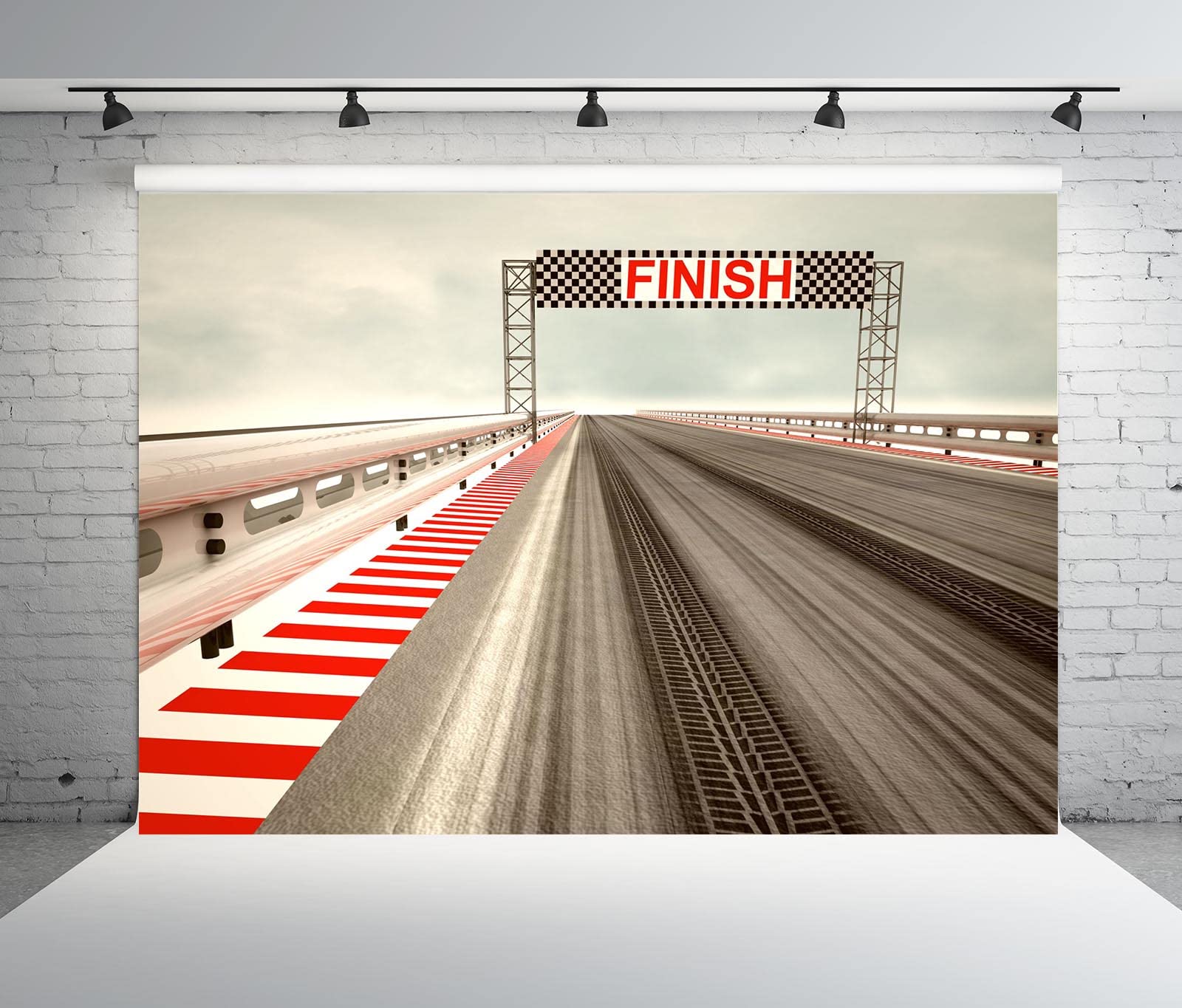 BELECO 7x5ft Fabric Racing Backdrop for Photography Finish Line Race Track Car Background Auto Moto Road Motorsport Backdrop for Kids Boys Birthday
