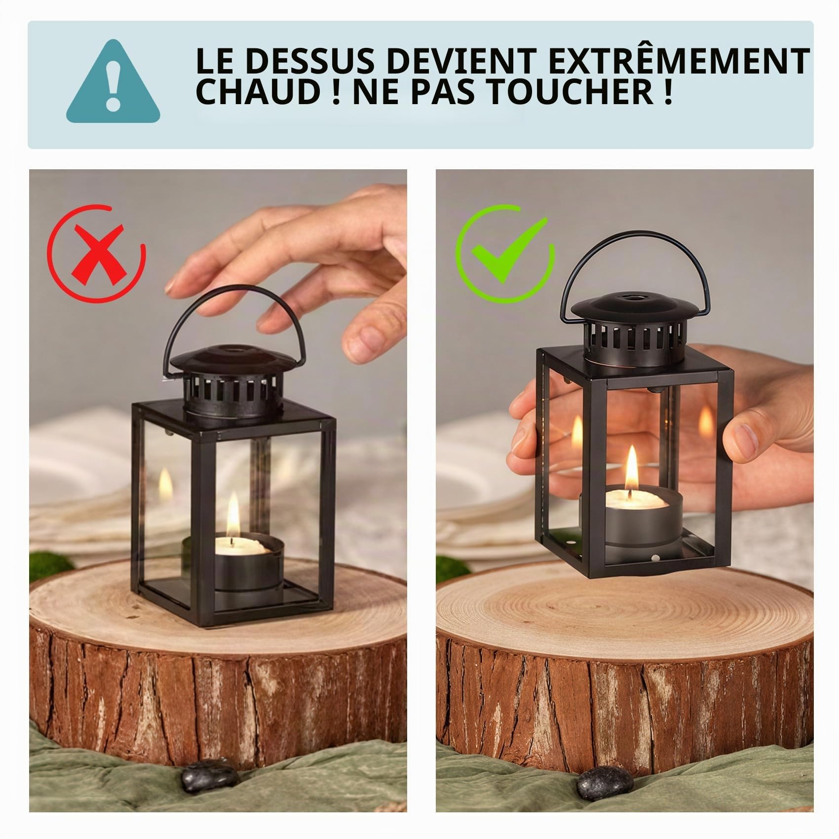 Nuptio Lanternes pour Bougies Lanternes de Jardin, Suspendues Petites Lanternes pour Bougie Chauffe-Plat, Bougeoirs Bougie Noire pour Les Événement de Plein Air en Intérieur(5 Pièces + 1 Pièce)