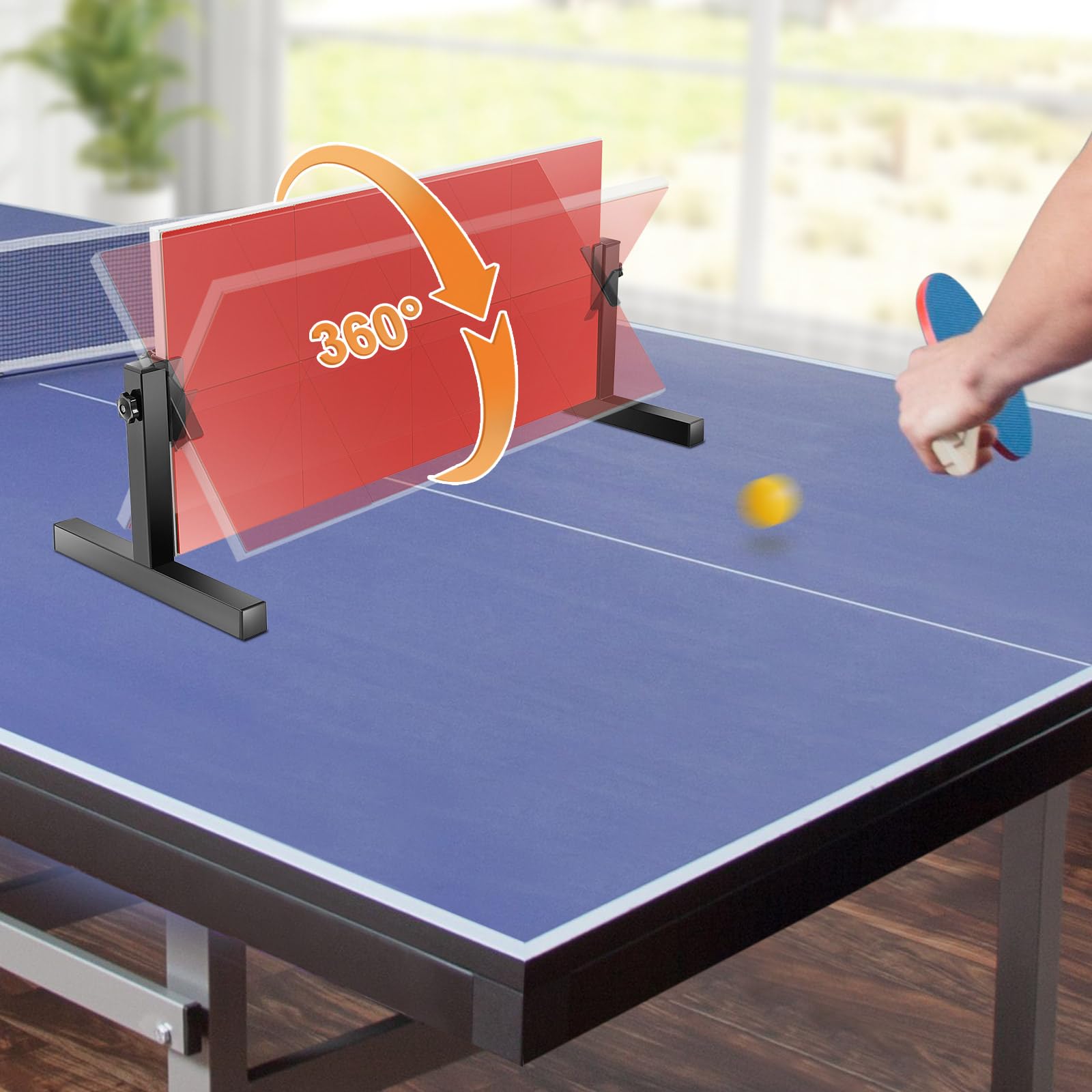 Mur de rebond de tennis de table avec 8 blocs en caoutchouc - Angle réglable à 360° - Stable - Entraîneur de tennis de table - Rebond pour auto-entraînement en intérieur et extérieur - Pour la
