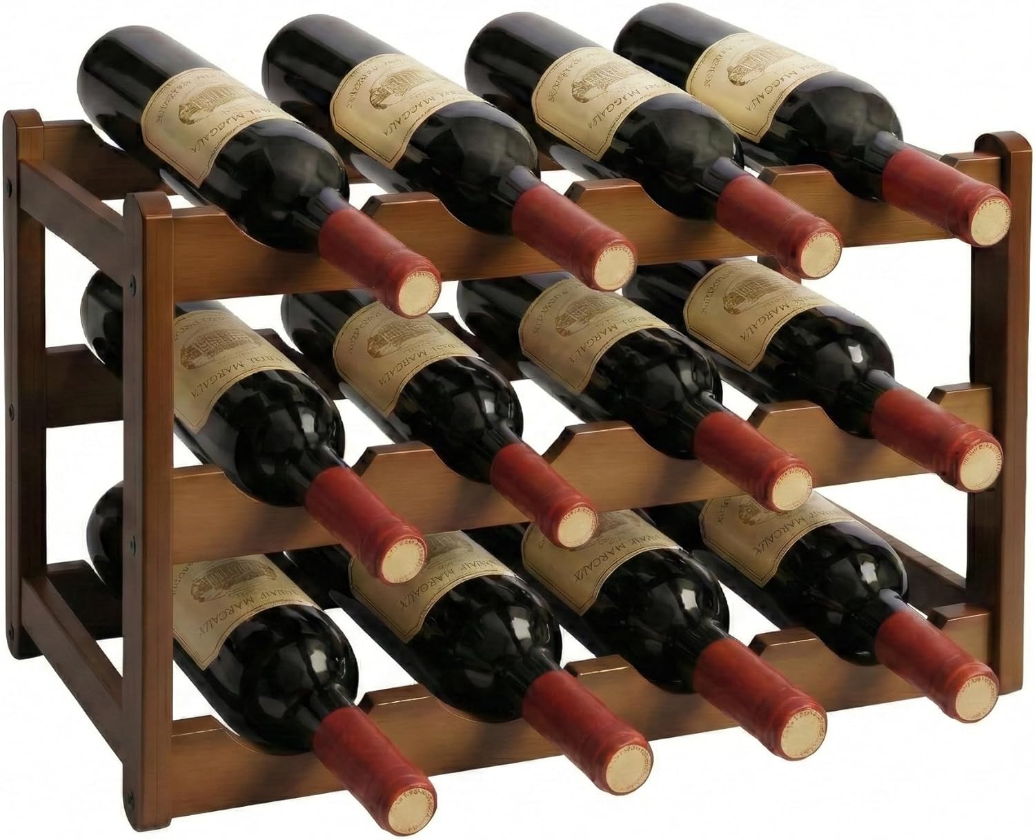 Janedream Soporte para Vino Bambú 3 Niveles para 12 Botellas