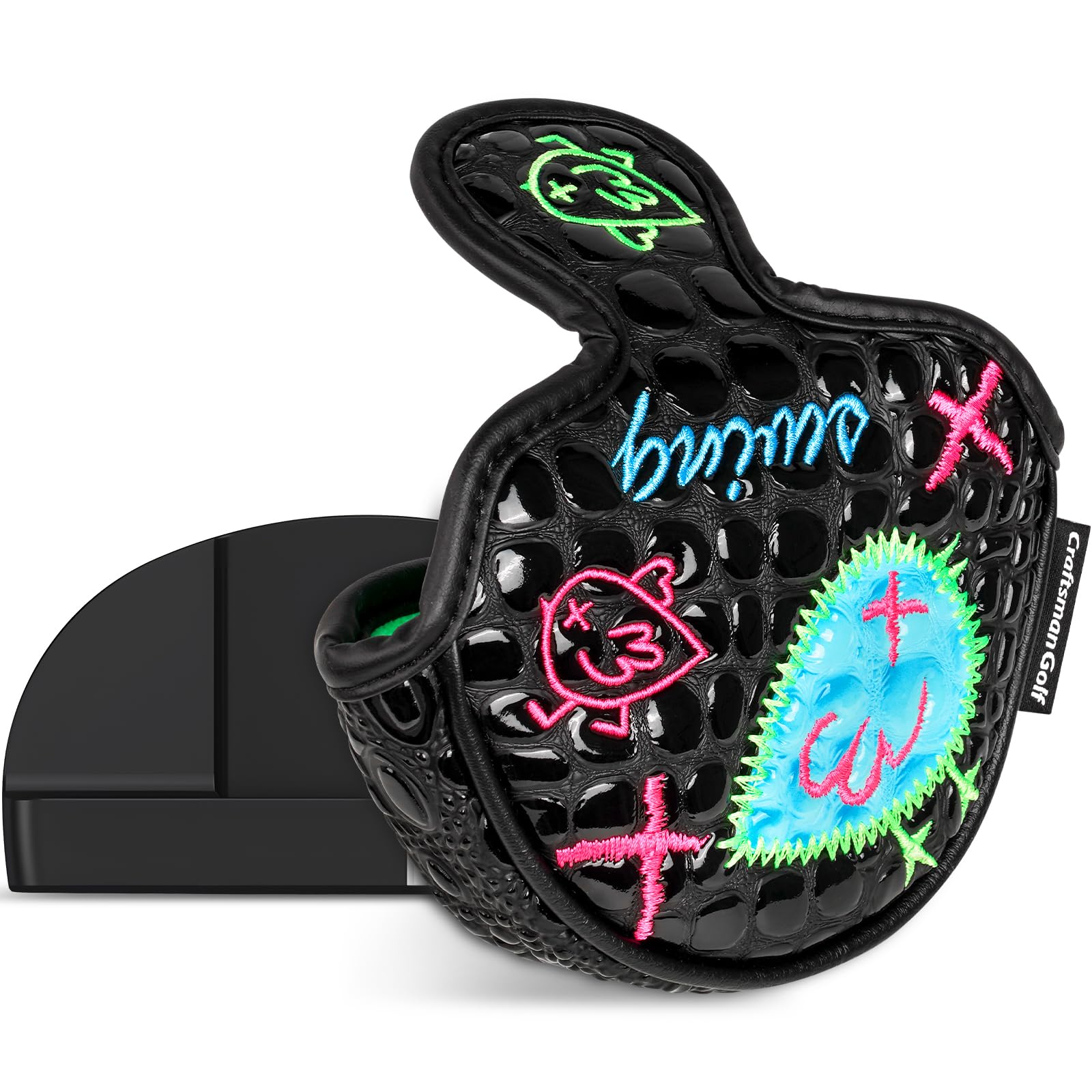 Craftsman Golf DF3 Putter Cover Golf Headcover Fits for LAB DF3 Birdie Design Funny Driver Mallet Putter Headcover Black Golf Club Head Cover