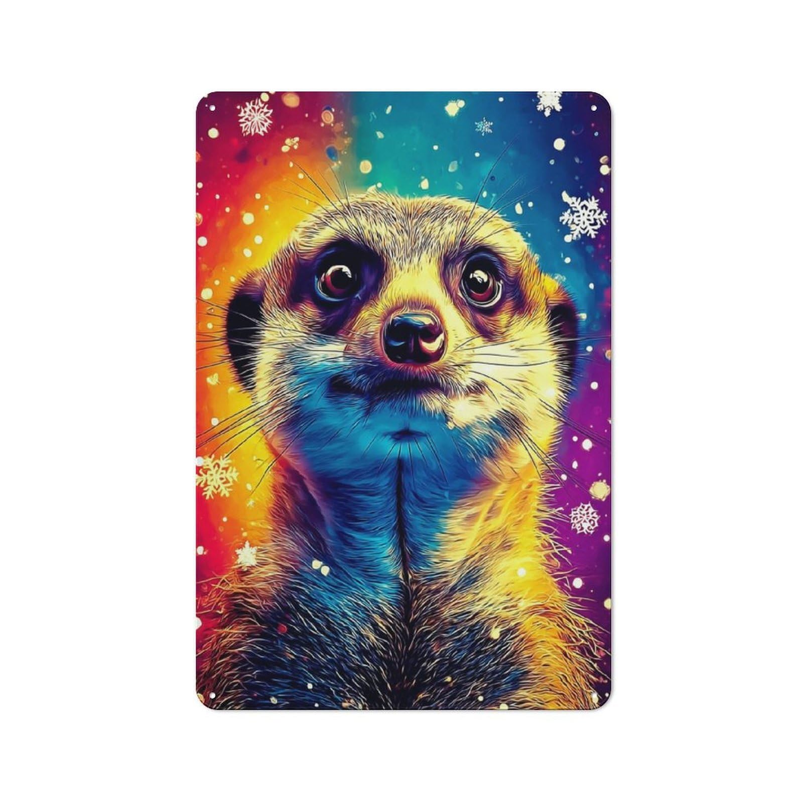 Junmoney Colorful Meerkat Portrait -1 Warehouse Style Tin Wall Sign 30X20cm Featuring Loft Wall Plaque For Loft, Studio, Office Or Creative Room