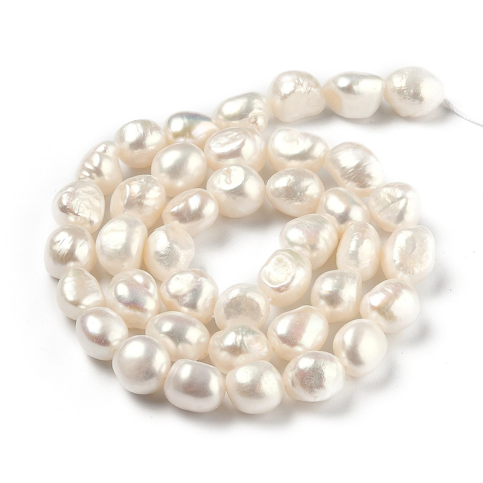 Elecrelive White Cultured Irregular Pearls Beads 9-11mm Freshwater Pearls 33pcs/Strand Irregular Loose Beads for Earrings Bracelets Necklaces DIY Crafts