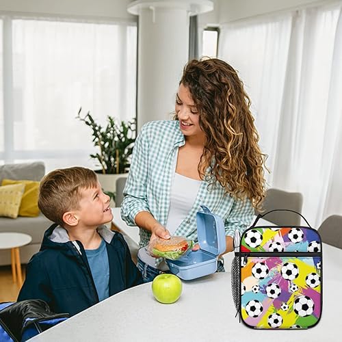 Miniatura 4 de Lonchera de fútbol con aislamiento térmico para mujeres y hombres, bolsa reutilizable con bolsillo frontal para trabajo, picnic, viajes, camping