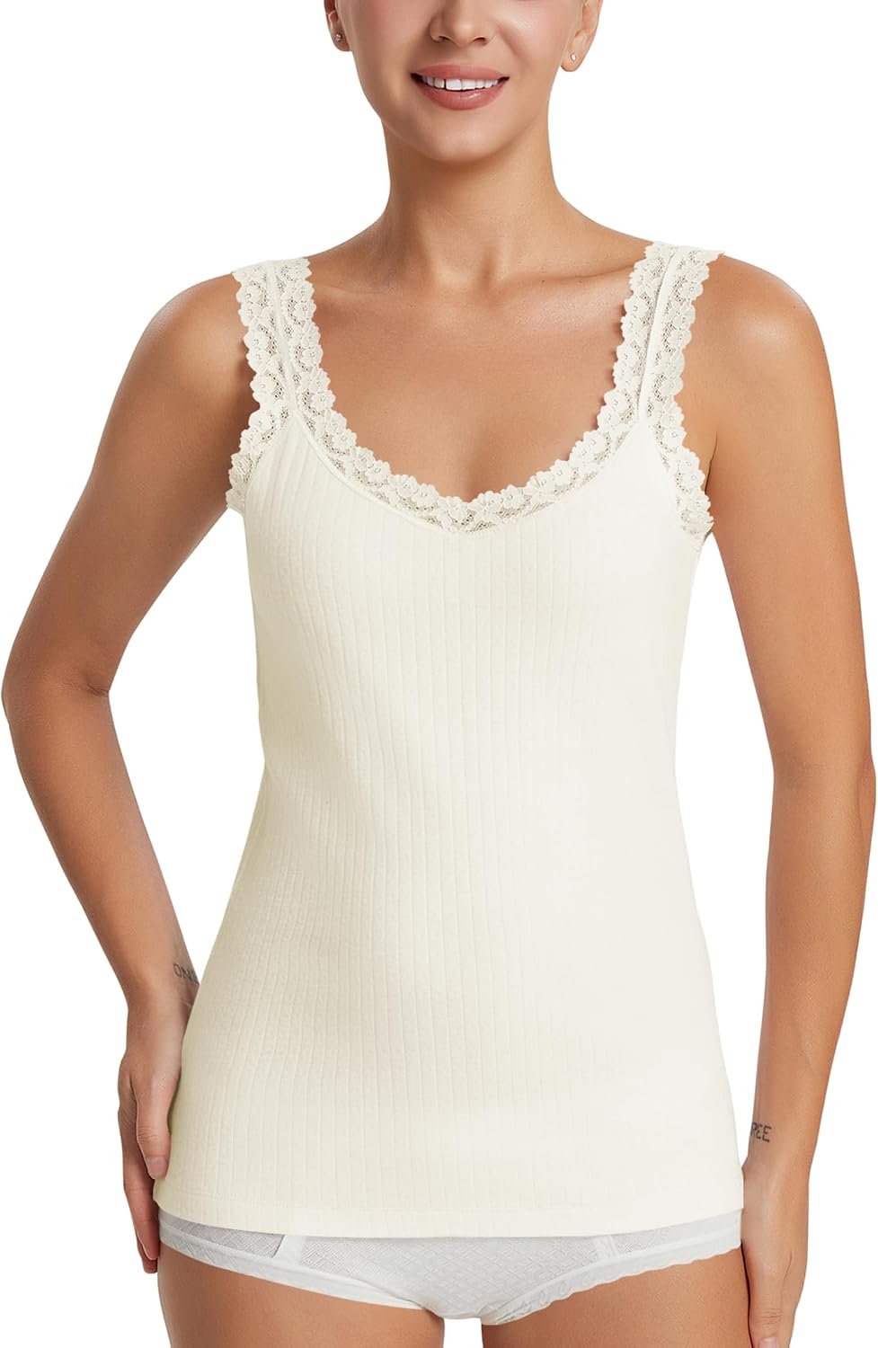 Lace Camisole for Women Cotton Tank Tops Airy Soft Comfyi Tank Top Cami Undershirt