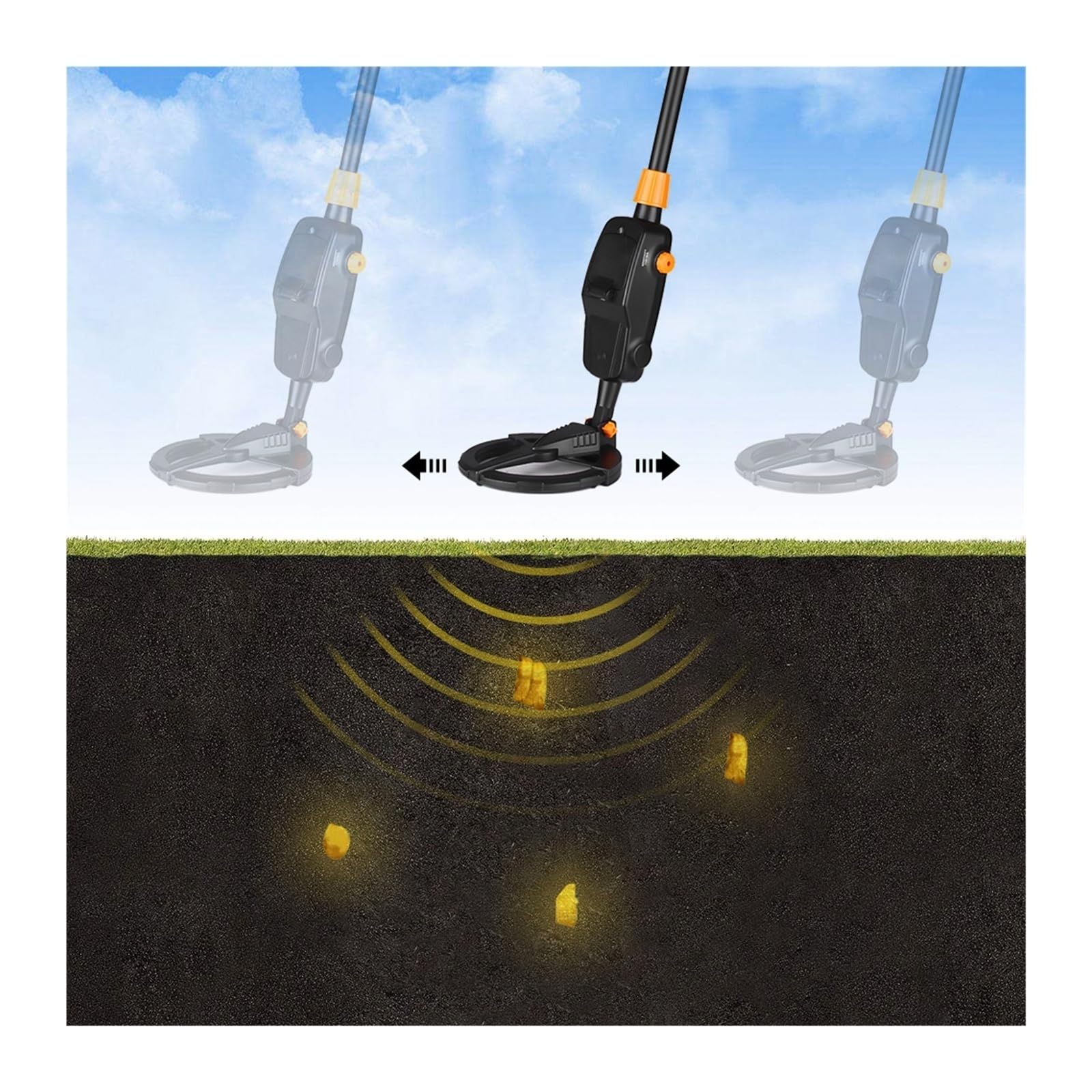 Dziecięcy lekki ręczny wykrywacz metali Gold Digger Treasure Hunter Tracker Seeker z wodoodporną cewką poszukiwawczą(Without Shovel)