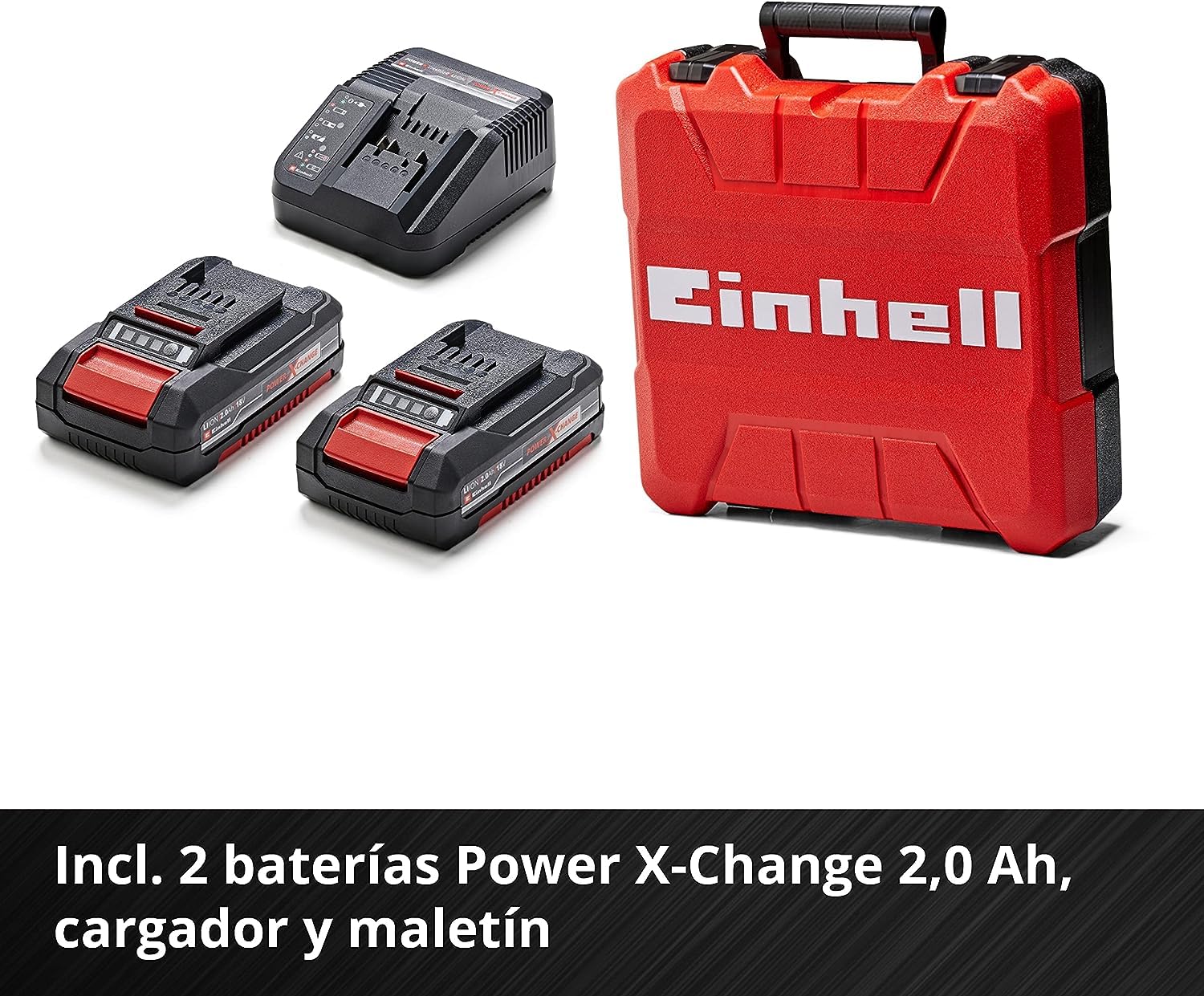 Einhell Taladro percutor atornillador inalámbrico TE-CD 18/50 Li-i BL Power X-Change (iones de litio, 18V, motor sin escobillas, control electrónico del par, 2 baterías 2.0 Ah y cargador) Negro Y Rojo
