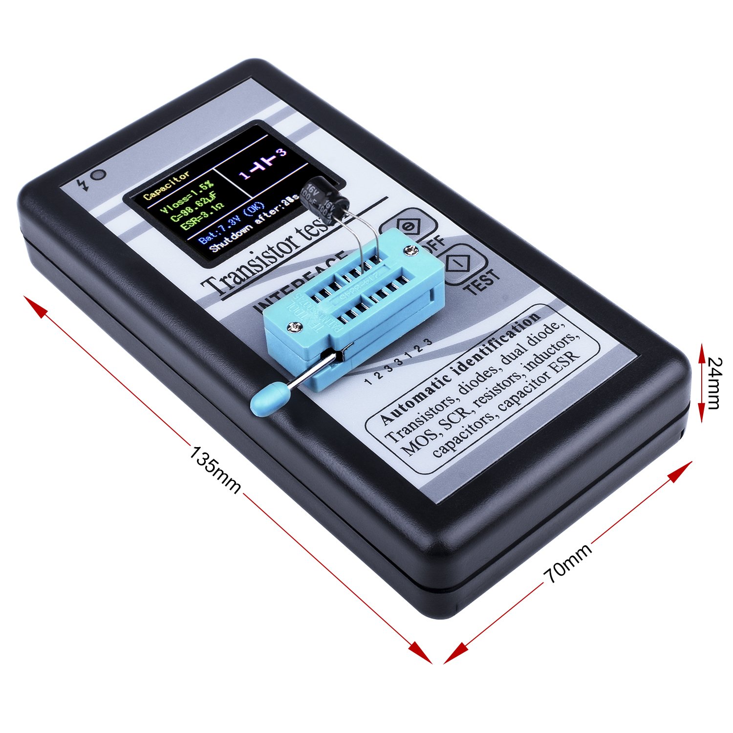 Mega328 NPN/PNP kuman Multifunctionele tester voor transistors, diodes, SCR, weerstanden en inductoren