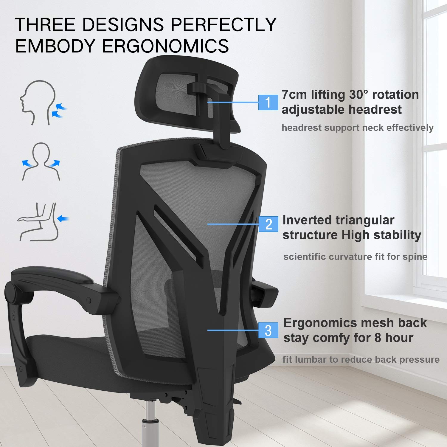 Hbada Ergonomic Office Chair, Modern HighBack Desk Chair, Reclining