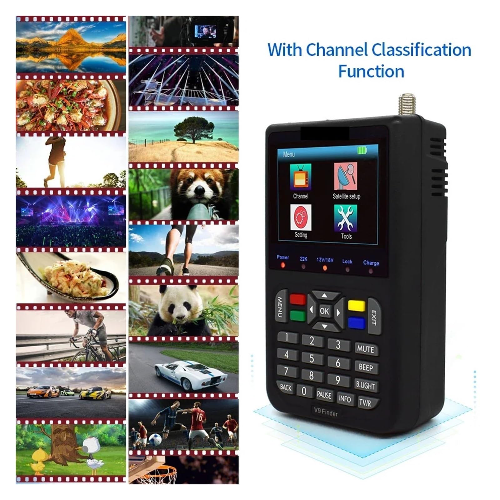 Medidor de Campo TDT, Medidor de señal digital V9 Satellite TV Finder de 3,5'' DVB-S DVB-S2 vs. V8 Finder 2 WS6933(Oranje)