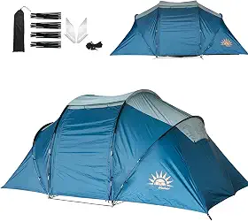 Barraca de Túnel 6-8 Pessoas, Parede Dupla e 4 Estações, Ideal para Acampamento em Família, Trekking e Aventuras ao Ar Livre.