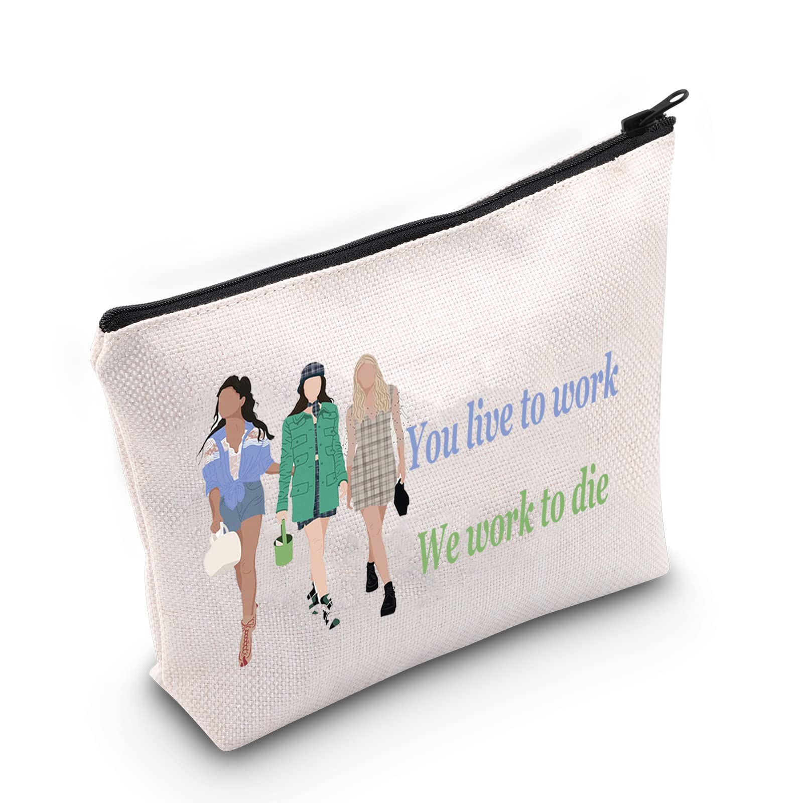 WZMPA Emily TV Show Cosmetic Makeup Bag Paris Fans Gift You Live To Work We Work To Die Emily Makeup Zipper Pouch Bag For Women Girls, You Live To
