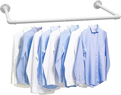 Clothes Rack, 32inches Industrial Pipe Clothing Rack Heavy Duty Garment Racks Wall Mounted Closet Rod Black Wardrobe Rack for Hanging Clothes