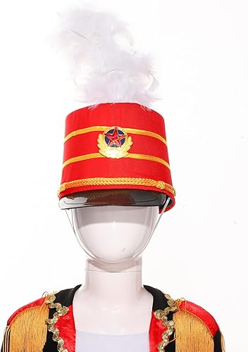 Miniatura 9 de Sombrero de tambor mayor para adultos y niños, sombrero de Majorette, sombrero de banda de tambor, sombrero de soldado de juguete con plumas
