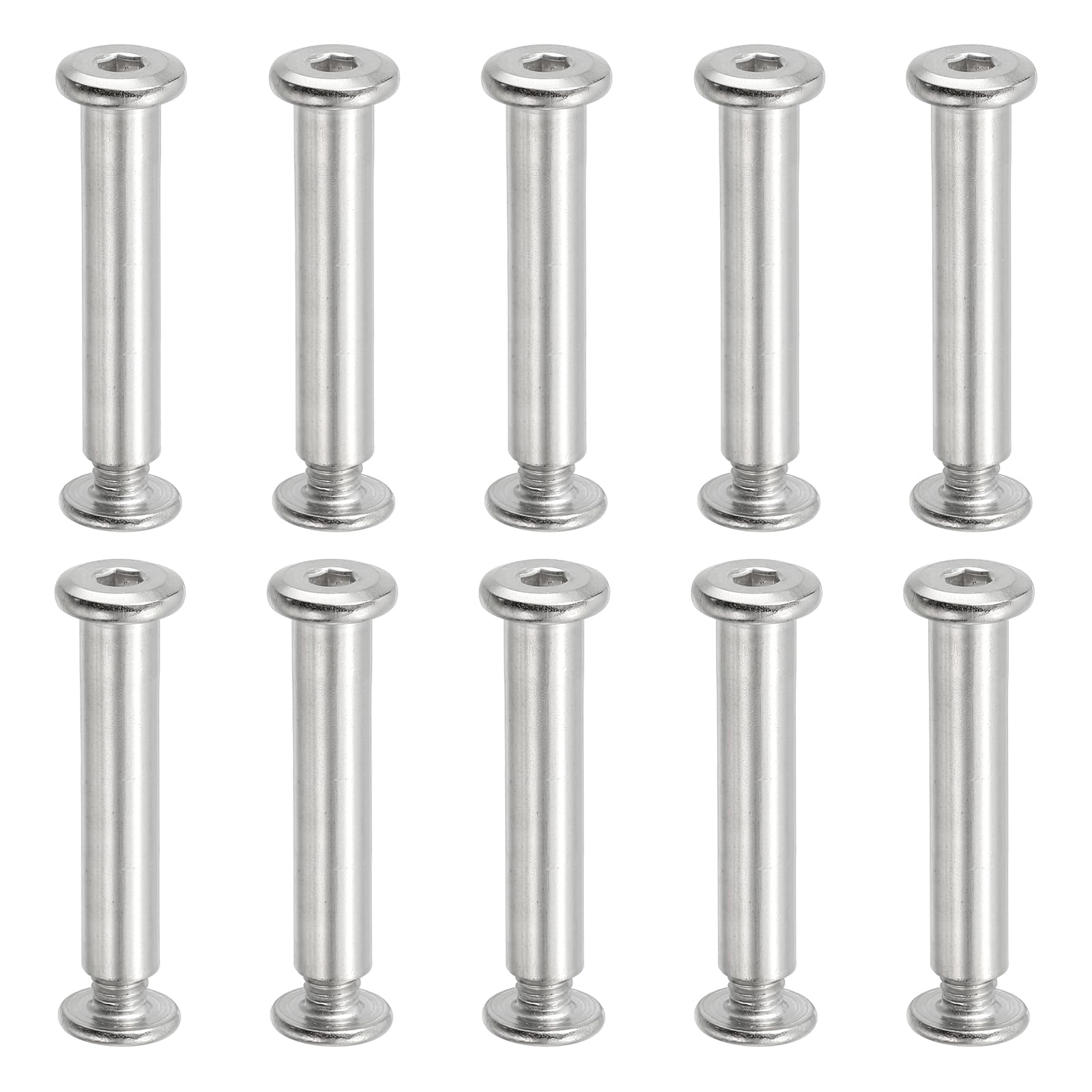 PATIKIL Hex Chicago Screws, 10 Set Binding Screw Posts M6 x 40 mm Connecting Hex Drive Socket Cap Bolt Nuts for Scrapbook Leather Belt Album Photo
