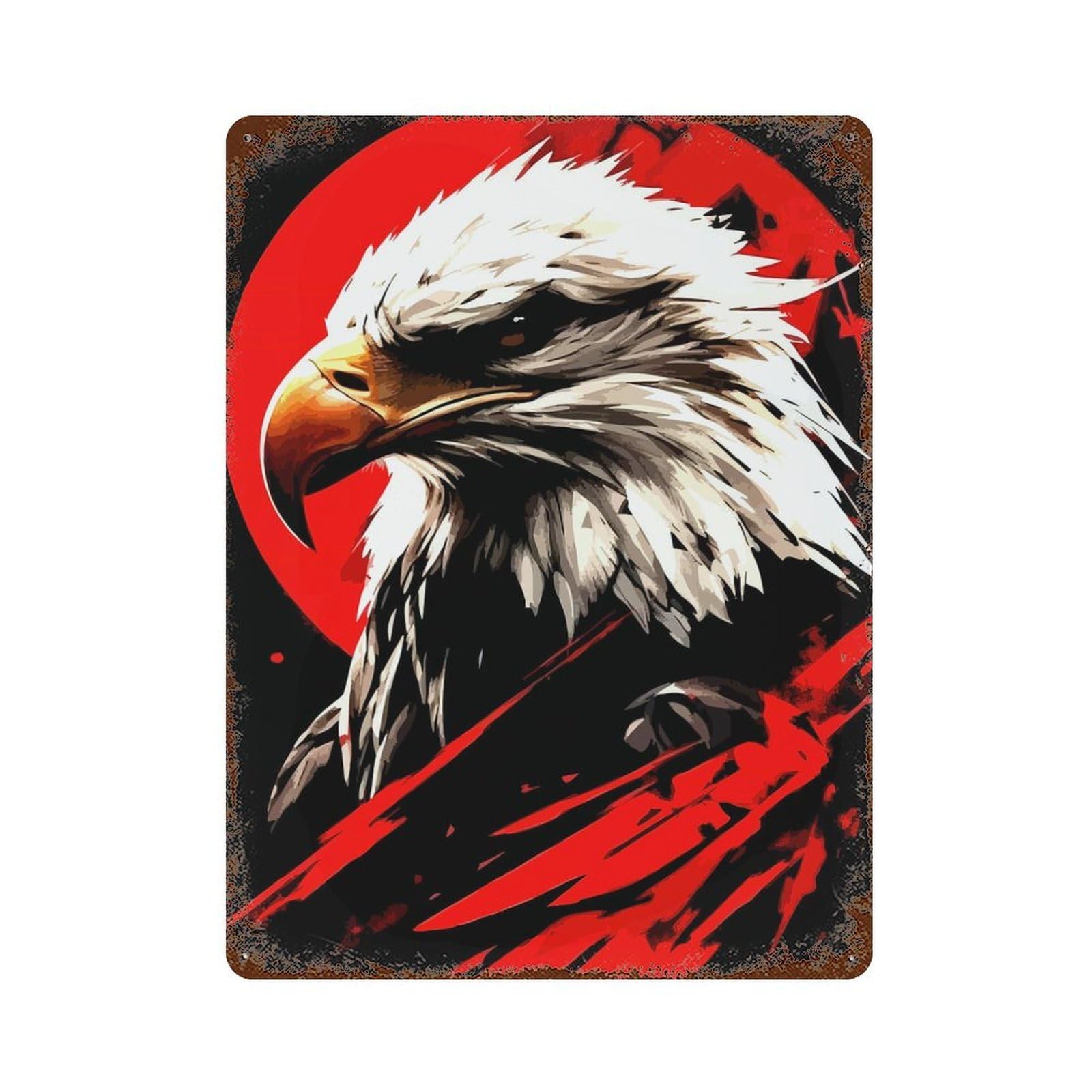 Eagle Portrait with Red Accents Rusty Metal Tin Sign 15.7"x11.8", for Farmhouse, Kitchen And Entryway Decor, Rustic Home Decor