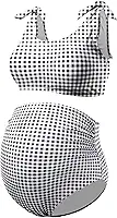 Conjunto de biquíni para gestantes, roupa de banho de duas peças com alças de ombro e cintura alta para gravidez
