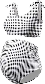Conjunto de biquíni para gestantes, roupa de banho de duas peças com alças de ombro e cintura alta para gravidez