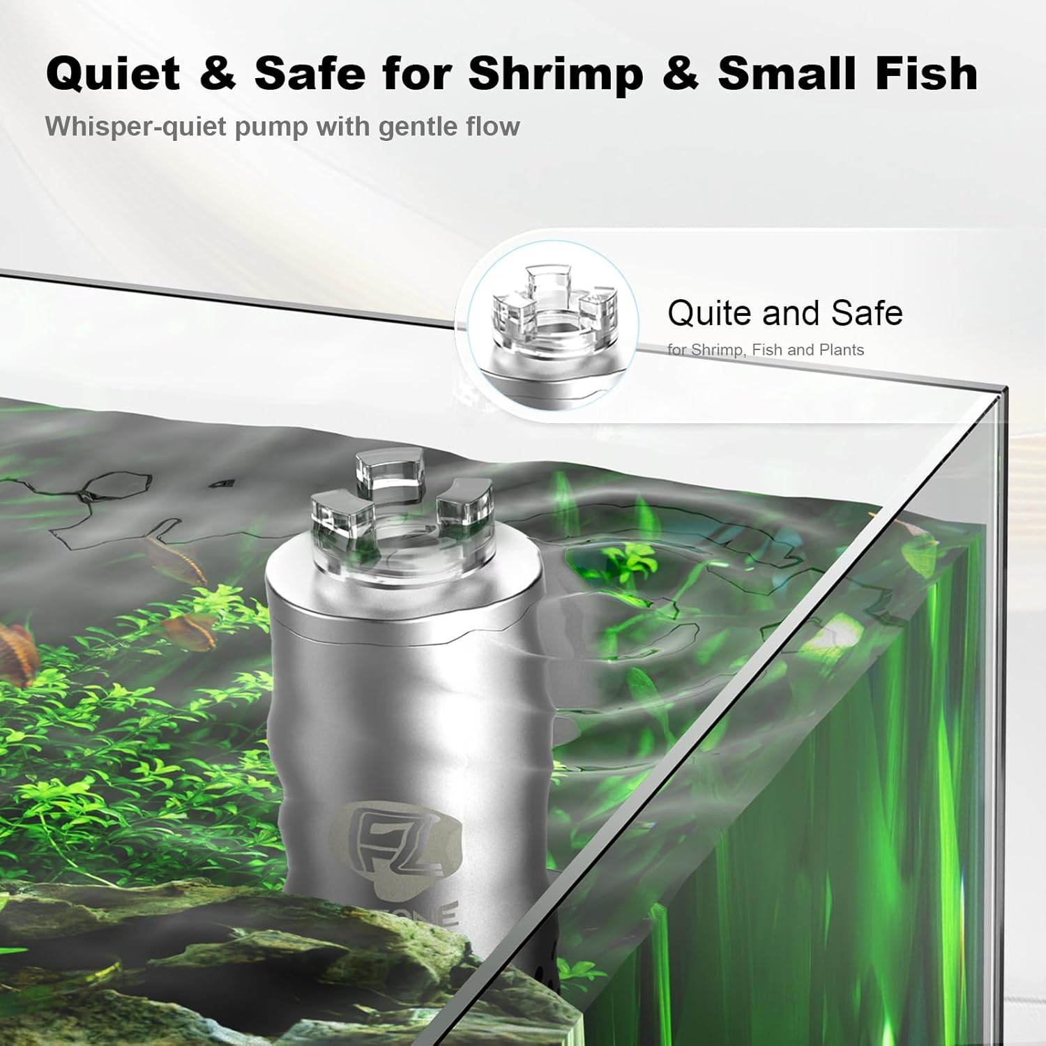 FZONE Aquarium Surface Skimmer, Mini Electric Surface Skimmer with USB Power for Planted Tanks