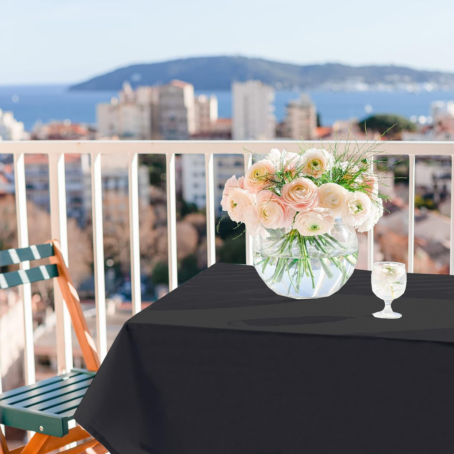 Black Tablecloths for Rectangle Tables 60 X 84, 2 Pack, Reusable Fabric Commercial Tablecloths Washable for Dinner Table