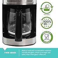 Vista 5 de Jarra de café de vidrio de repuesto de 12 tazas para modelos de cafetera Cuisinart DCC-1200, DCC-1100BK, DCC-2650, CHW-12, CHW-12P1, DGB-550BK