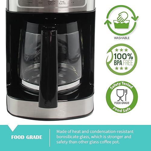 Miniatura 5 de Jarra de café de vidrio de repuesto de 12 tazas para cafetera Cuisinart modelos DCC-1200, DCC-1100BK, DCC-2650, CHW-12, CHW-12P1, DGB-550BK,