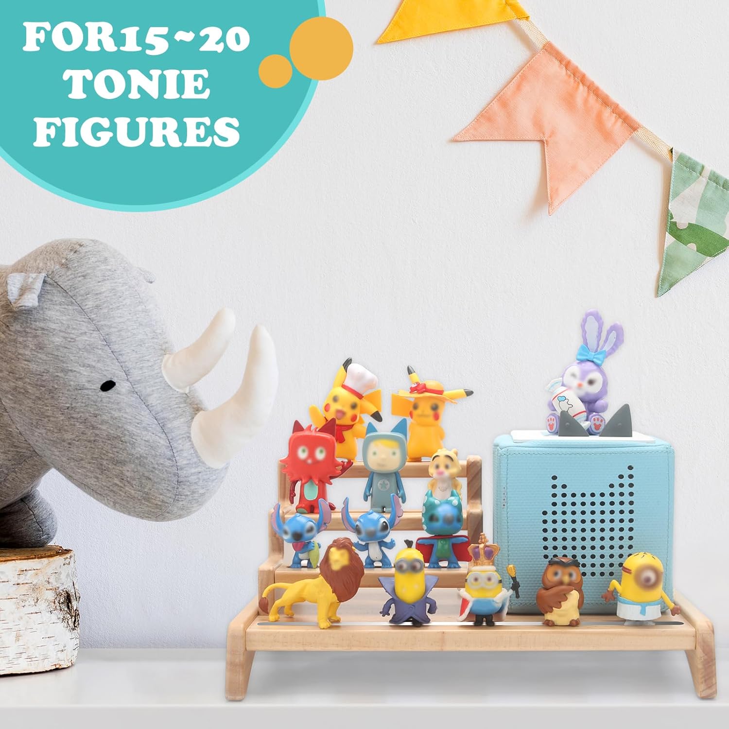 for Tonies Box Organizer 3-Tier Storage Shelf, Magnetic Display Holder for TonieBox 1/2 Player Tonies Figures Characters, with Travel Carrying Case for Tonie