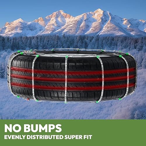 Miniatura 8 de SNOCATENA Cadenas de nieve para coche y SUV, cadena de neumáticos de cable, compatible con ancho de neumático de 195 205 215 225 235 9.252 in -