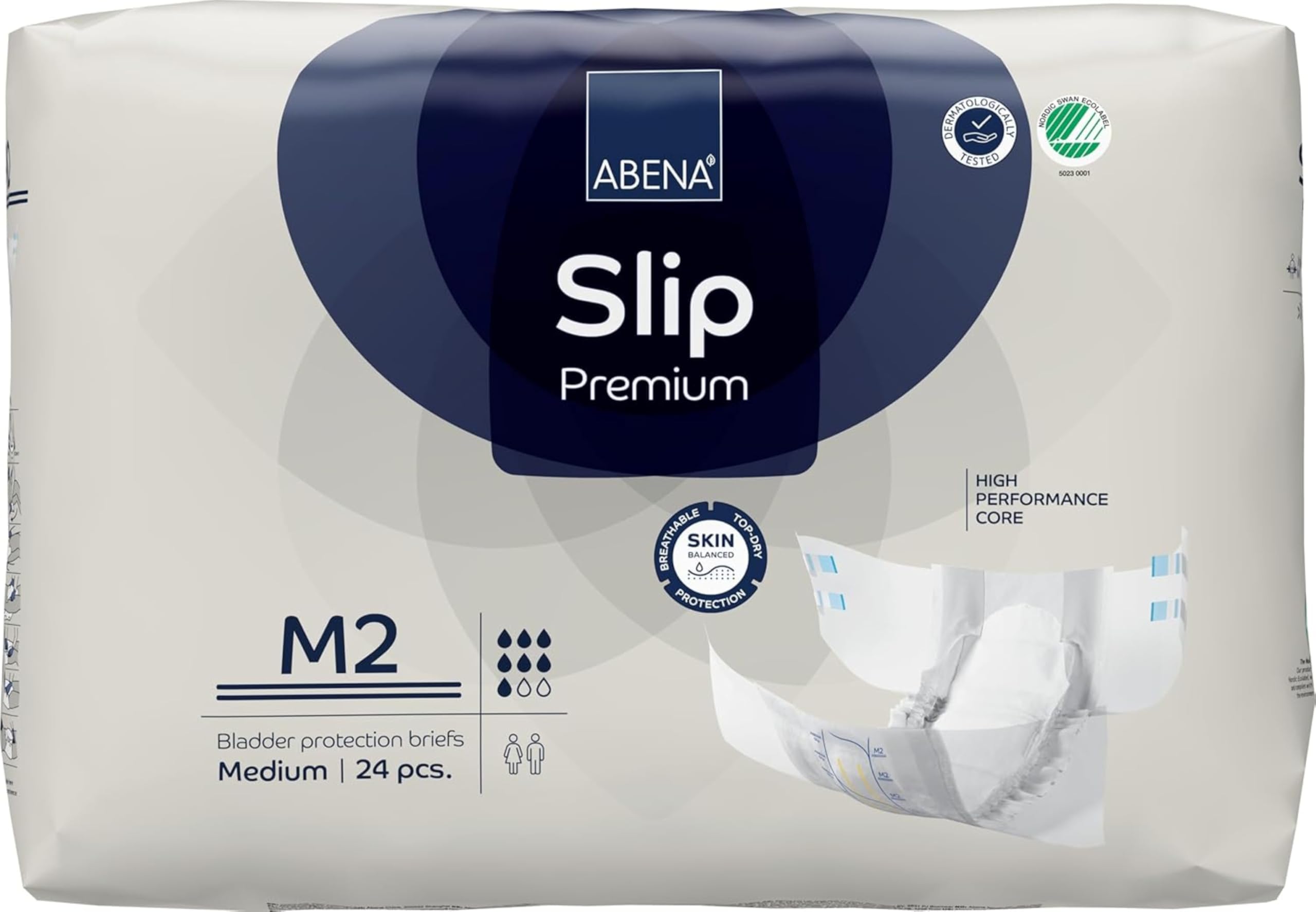 ABENA Slip Premium All-In-One Incontinence Pads For Men & Women, Eco-Labelled - Medium 2, 70-110cm Waist, 2600ml Absorbency, 24PK