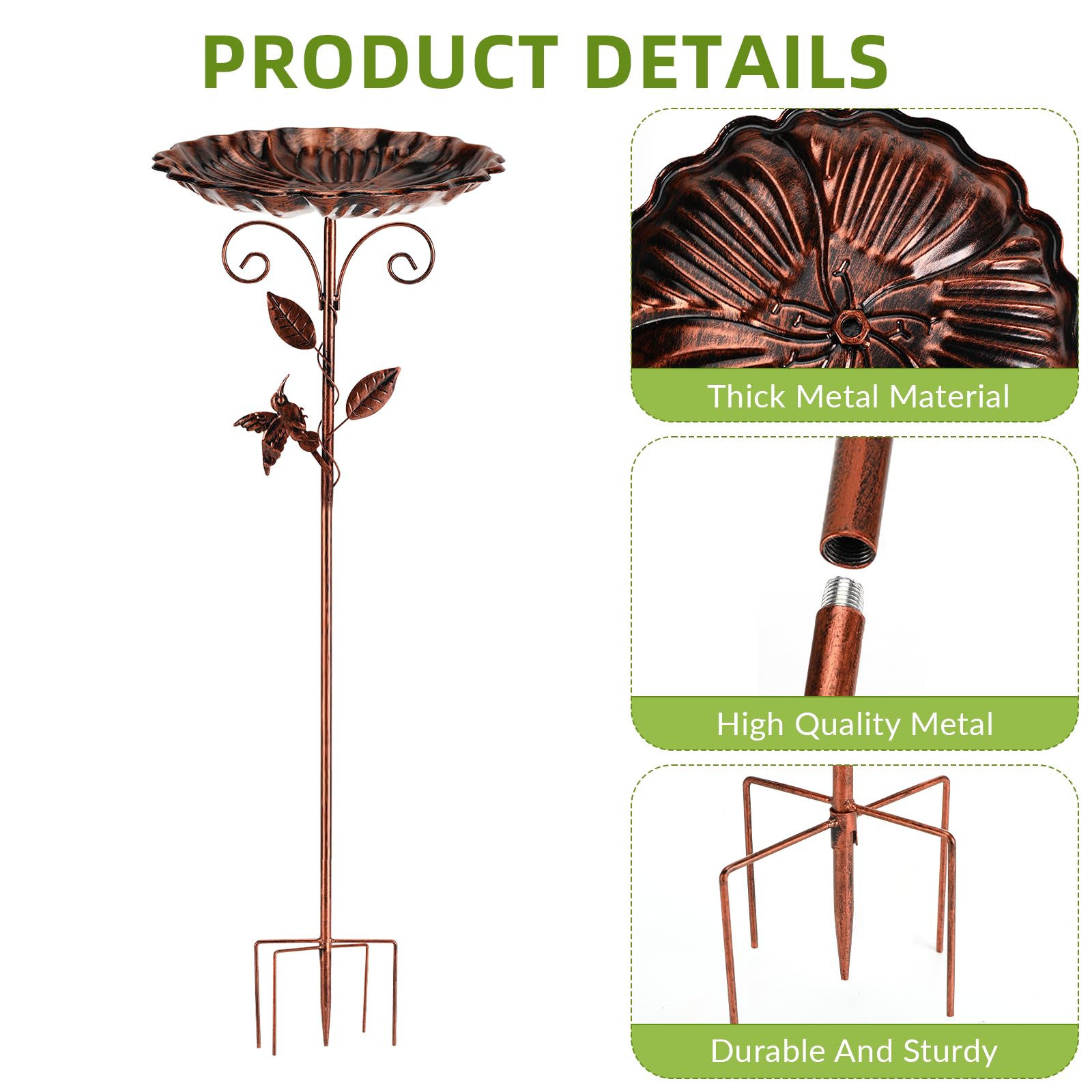 Abbeveratoio per Uccelli in Piedi Grande con Base Stabile, Ideale per Esterni Giardino Balcone Cortile, Uccelli Selvatici E Decorazione da Giardino