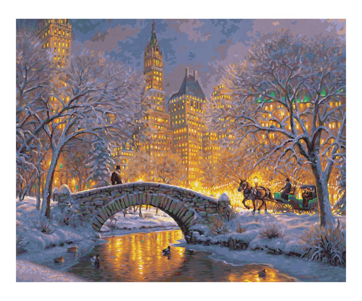 Schipper 609130874 Peinture par numéros - Nuit silencieuse au Central Park - Peinture pour adultes avec pinceaux et peintures acryliques 40 x 50 cm