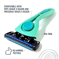Vista 2 de Preserve Shave 5 Maquinilla de afeitar recargable de cinco hojas, hecha de materiales reciclados, azul marino