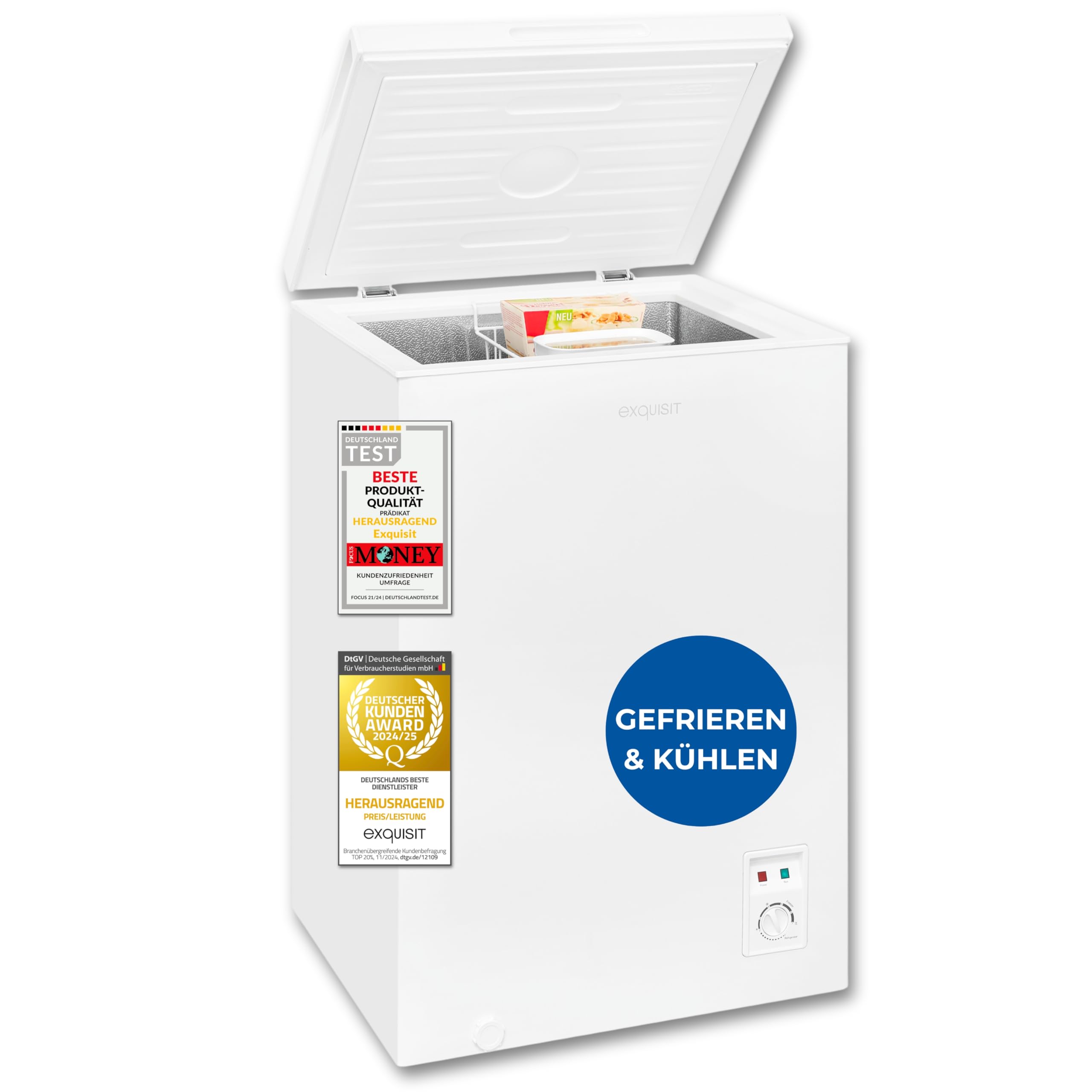 Exquisit GT100-050E Gefriertruhe - 99 Liter 2-in-1 Tiefkühltruhe & Kühlen