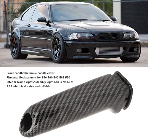 Miniatura 2 de Keenso Cubierta de freno de mano, aspecto de fibra de carbono, mango de freno de estacionamiento, repuesto para E46 E60 E90 E92 F30