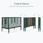 Dream On Me Quinn Full-Size Folding Crib in Olive, Features Removable Wheels, Adjustable Mattress Support, and Patented Folding System, Modern Nursery