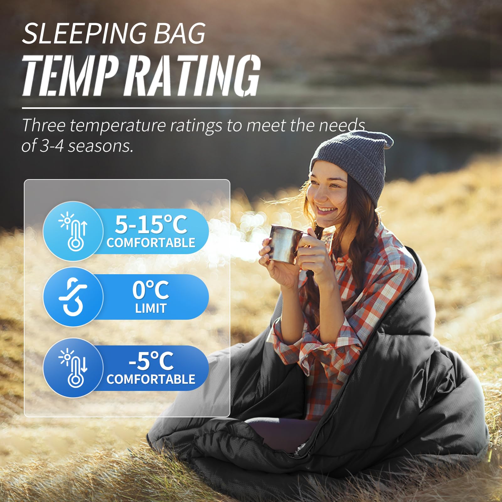 Bessport Saco de dormir de 3 a 4 estaciones – Saco de dormir de franela para invierno, cálido, para exteriores, tamaño pequeño, ultraligero, impermeable, para camping, viajes, senderismo, para adultos