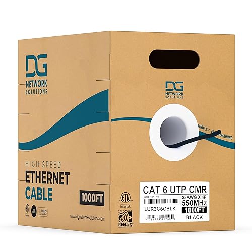 DG Cat6 Riser (CMR), 1000ft, Unshielded, 23AWG, Solid Bare Copper,