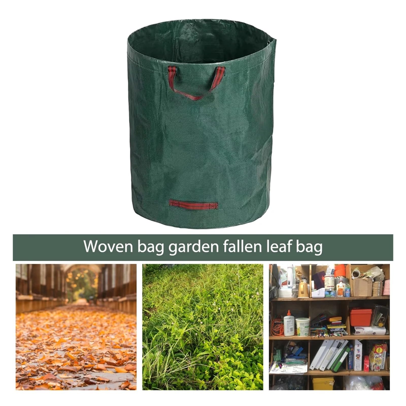 Contenedor plegable for hojas y césped, de gran capacidad, reutilizable, for almacenamiento basura, bolsa tejida PP impermeable para Recoger Plantas, Residuos y Hojas(200L)