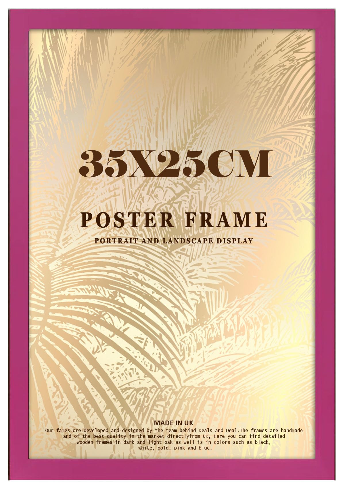 DEALS ON DEAL Minimalist Slim Profile Pink Poster Frame 35x25cm MDF Picture Frame for Jigsaw Puzzles Shatter-Proof Front Portrait/Landscape Ideal for Home & Office Décor