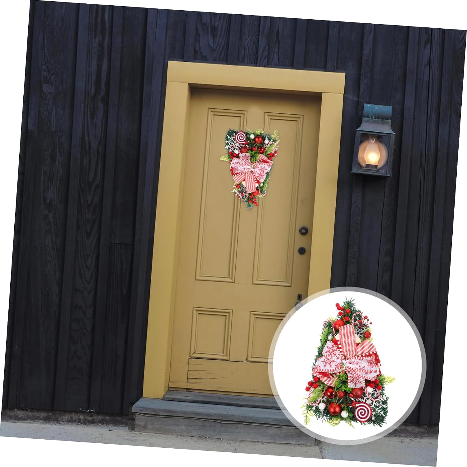 Christmas Wreath Pendant Style Christmas Door Hanging Decor Lightweight Decorative Ornament for Walls Holiday Cheer