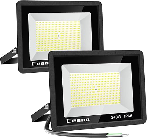Miniatura 1 de 2 Pack 240W Hardwired LED Flood Light Outdoor, 24000lm Super Bright Floodlight, IP66 Waterproof 6000K Daylight White Exterior Lights for Basketball