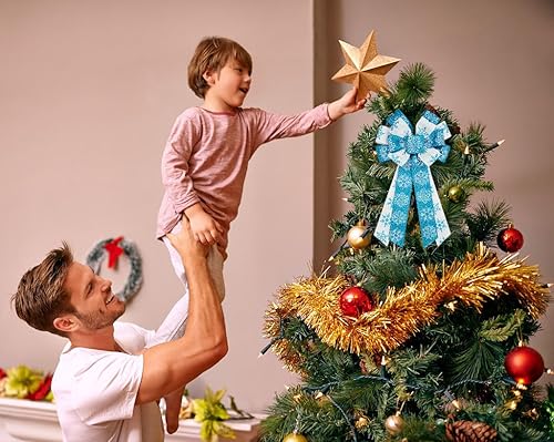 Miniatura 3 de Estivaux 2 lazos de Navidad para corona, lazos de corona de Feliz Navidad, lazo de terciopelo rojo, copos de nieve de invierno, Navidad,