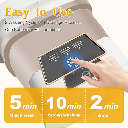 Miniatura 4 de Lavadora plegable portátil  Mini lavadora de 16 litros con 3 modos, lavado fuerterápido, drenaje  compacta para viajes, apartamento, dormitorio,