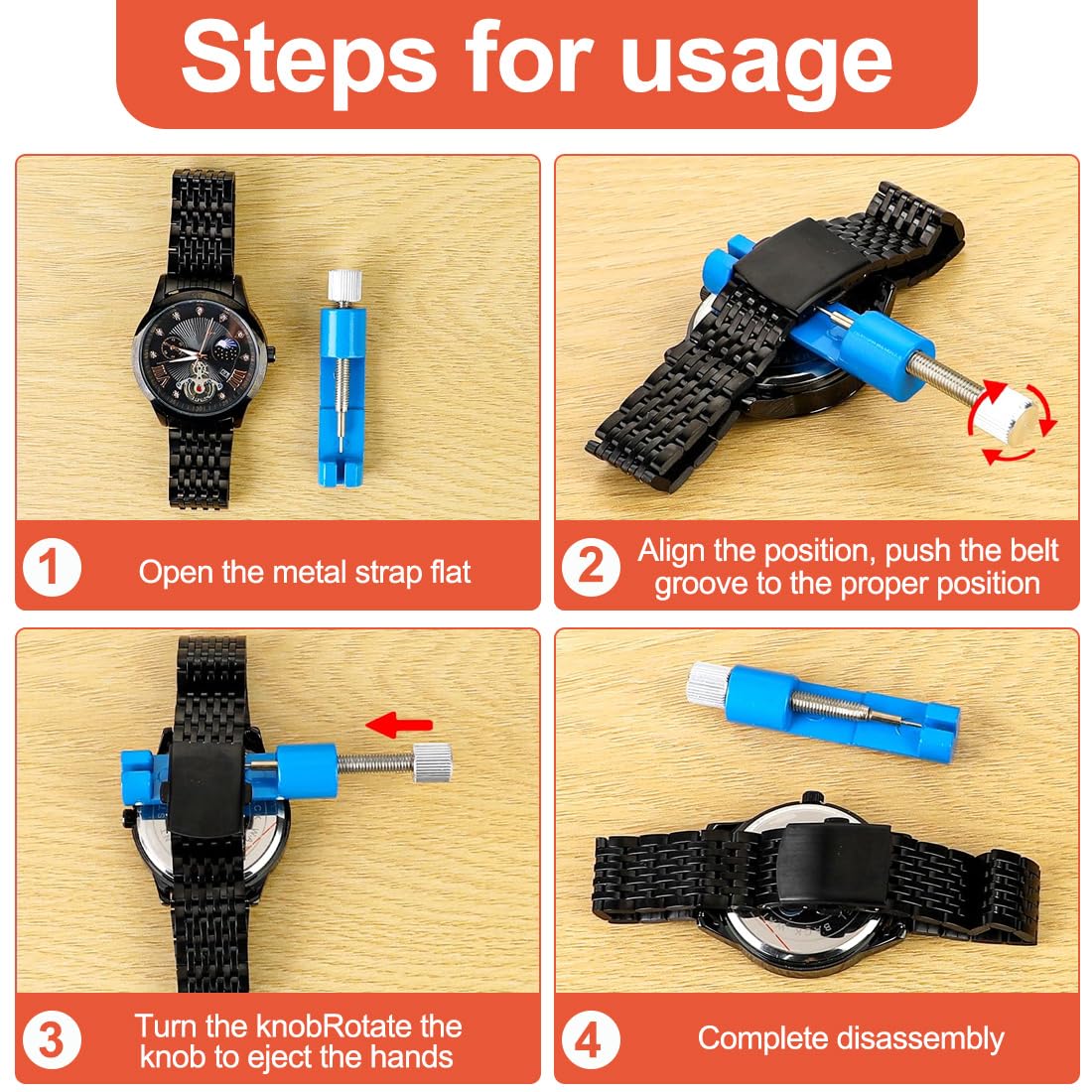 Ajustador Correa Reloj, Kit Reparacion Relojes, Herramienta para Quitar Eslabones