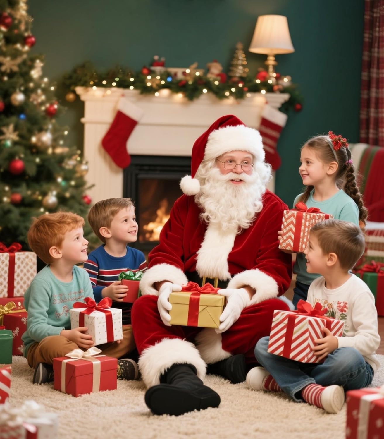 Santa Claus Costume for Men Women Adult - 9pc. Deluxe Costume Santa Suit Outfit with Santa Boots - Image 2