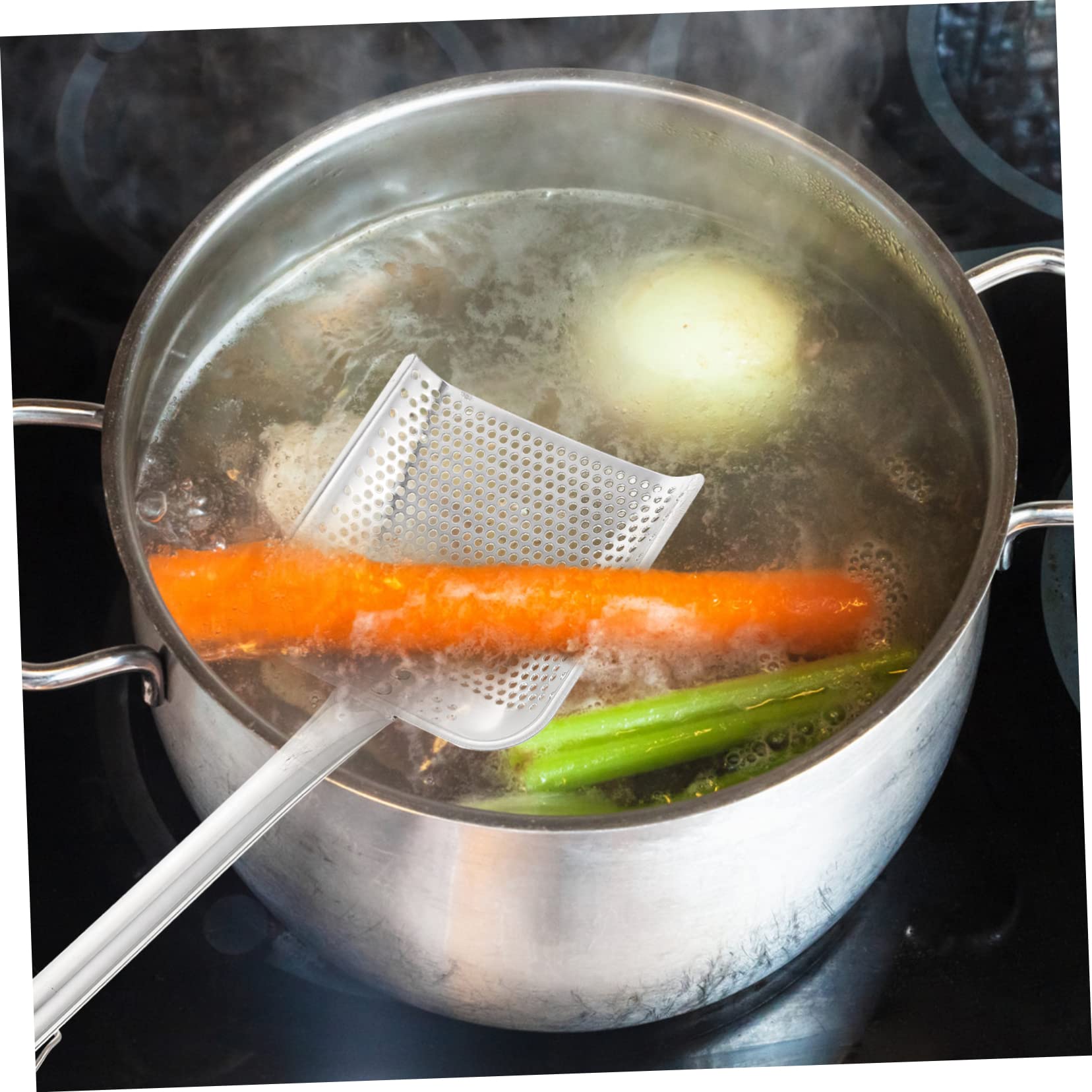 Amosfun 1 pala de aceite colador de metal colador de silicona herramientas para el hogar cocina colador de malla fina skimmer cucharón espátula de pescado ranurado colador de malla colador de cocina