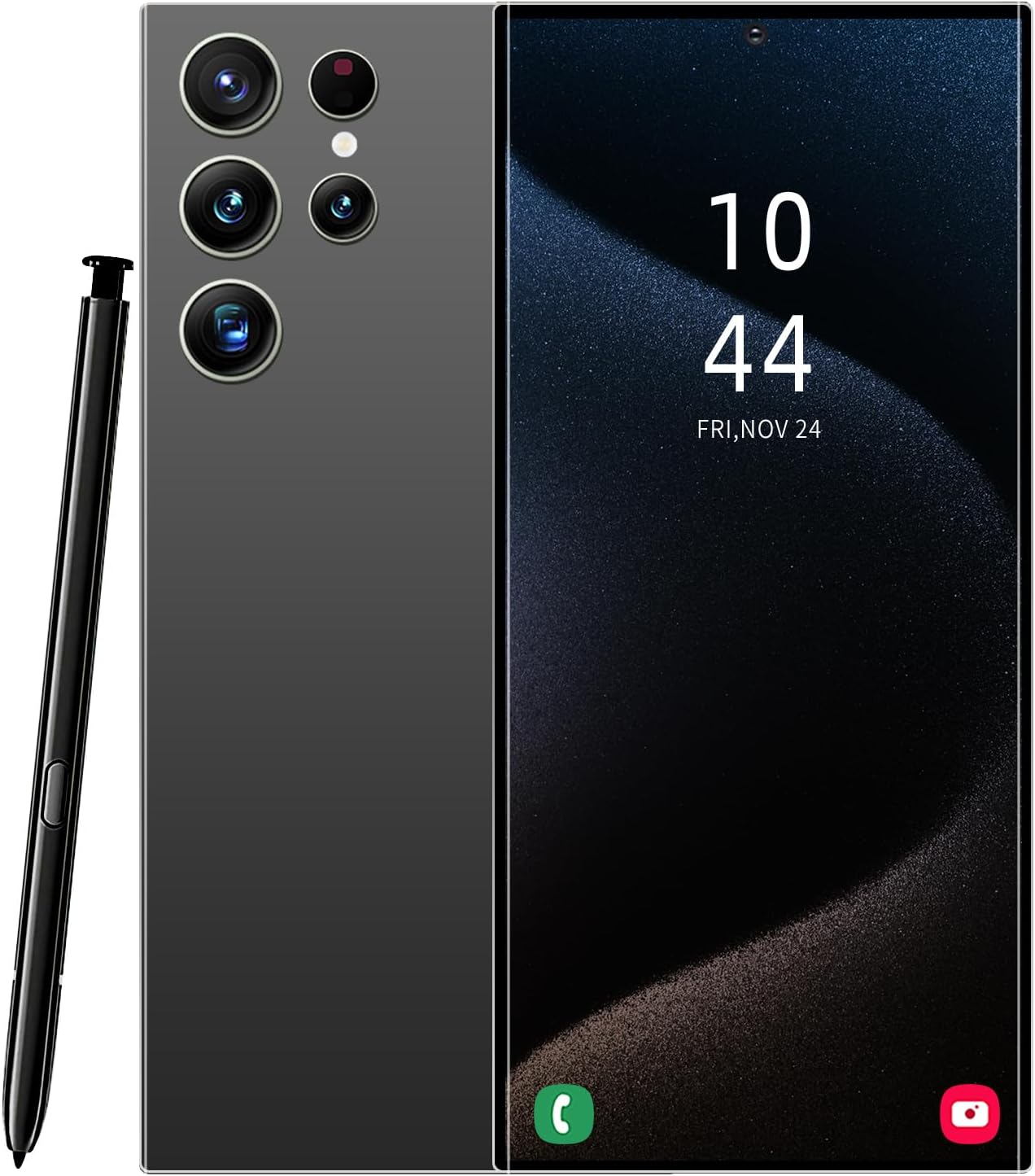 S24U Unlocked Phone，Android 14.0 Cell Phones，8+256GB Smartphone ，Support Dual SIM Dual Standby Face Recognition 6800mAh Ultra Long Life Battery.（Black）