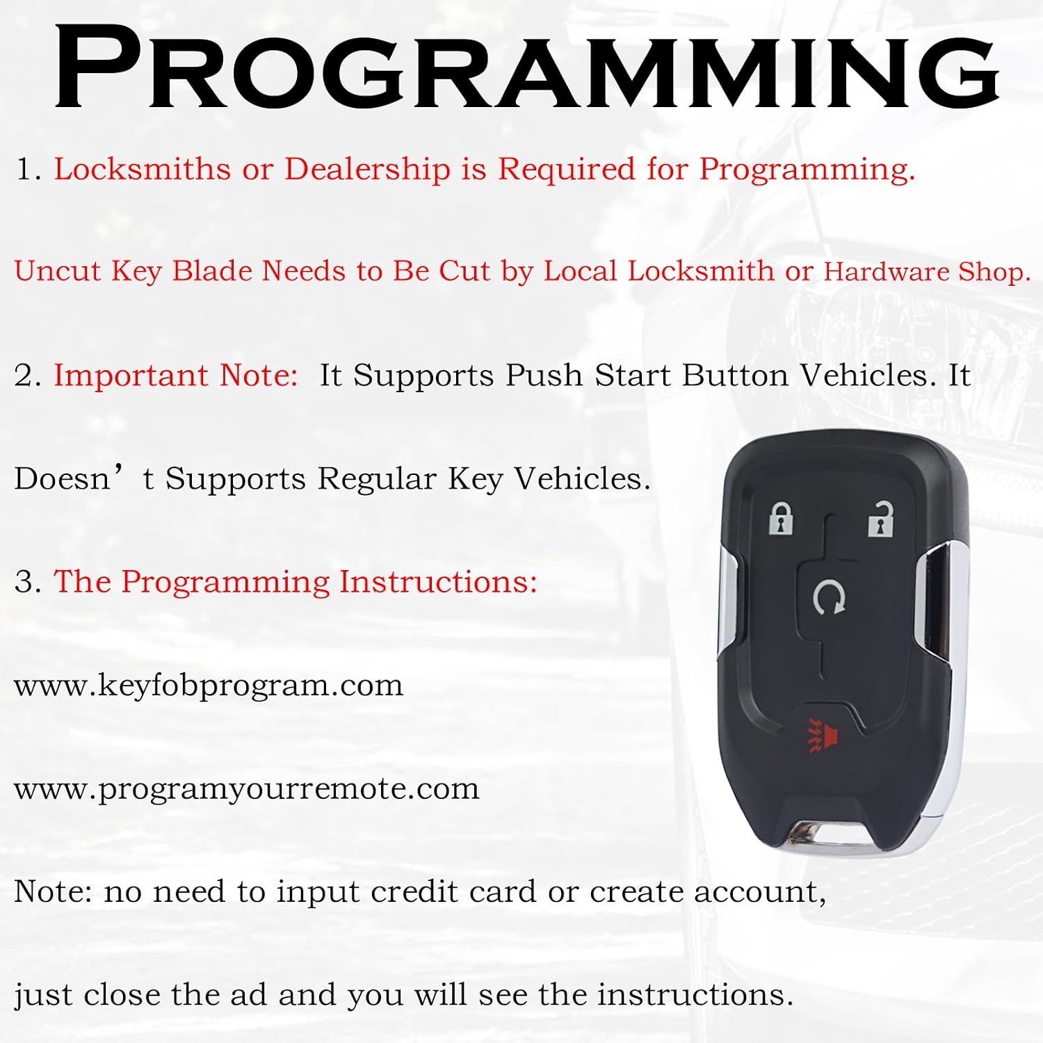 SUPALAND Keyless Entry Remote Control Start Key Fob Replacement Fits for GMC Terrain 2018 2019 2020 2021 2022 HYQ1AA 13584512 315 MHz