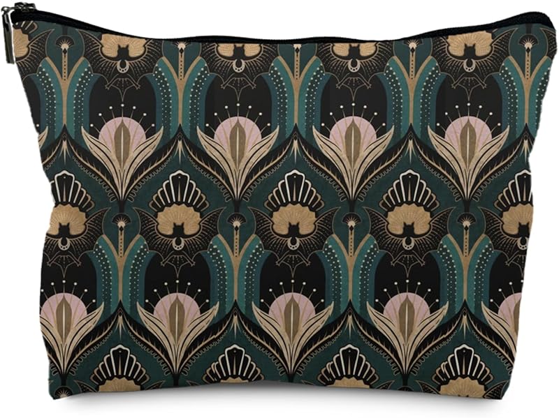 Necessaire de maquiagem RYYCDOI com estampa floral vintage e fechamento por zíper